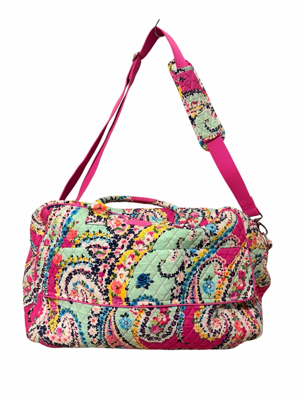 Vera Bradley Bright Pink Multi Paisley Quilted Travel Bag